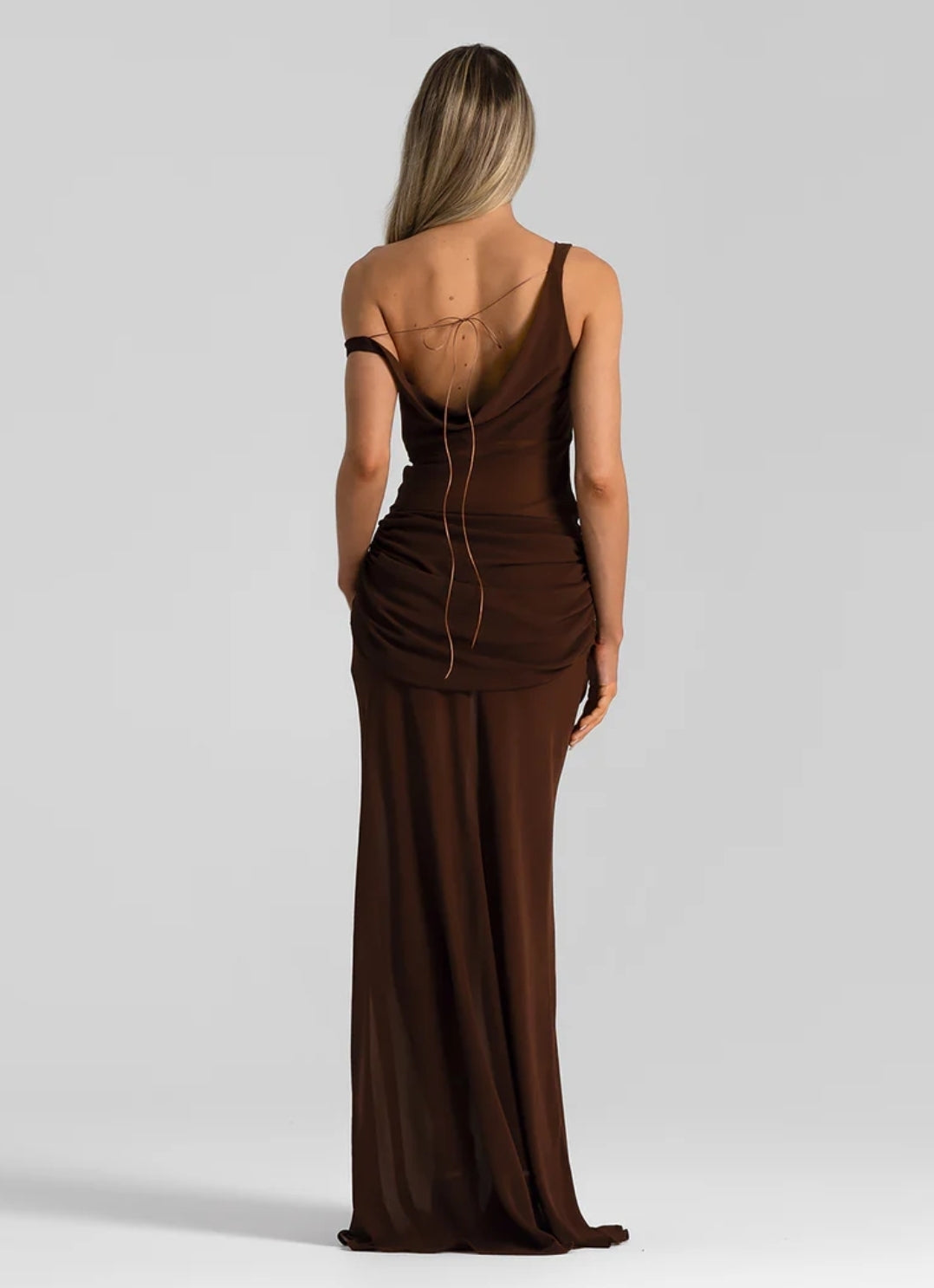 Hire NATALIE ROLT Cadence Gown in Espresso Brown – SUSTAINABLY. The Dress Hire
