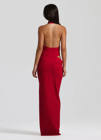 Hire NATALIE ROLT Becca Set Bodysuit Top and Maxi Skirt in Cherry Red