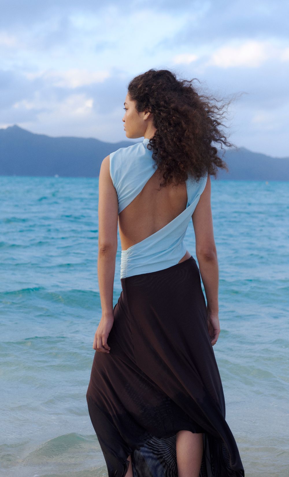 Hire BEC+BRIDGE Conni Asym Midi Dress in Arctic Blue/ Dark Chocolate B SUSTAINABLY. The Dress Hire Hire BEC+BRIDGE Conni Asym Midi Dress in Arctic Blue/ Dark Chocolate B SUSTAINABLY. The Dress Hire