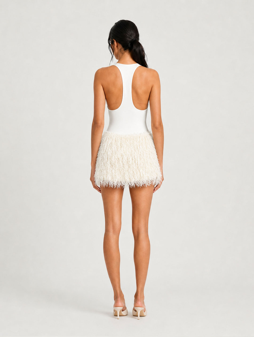 Hire BENNI Bronte Mini Dress in Ivory White
