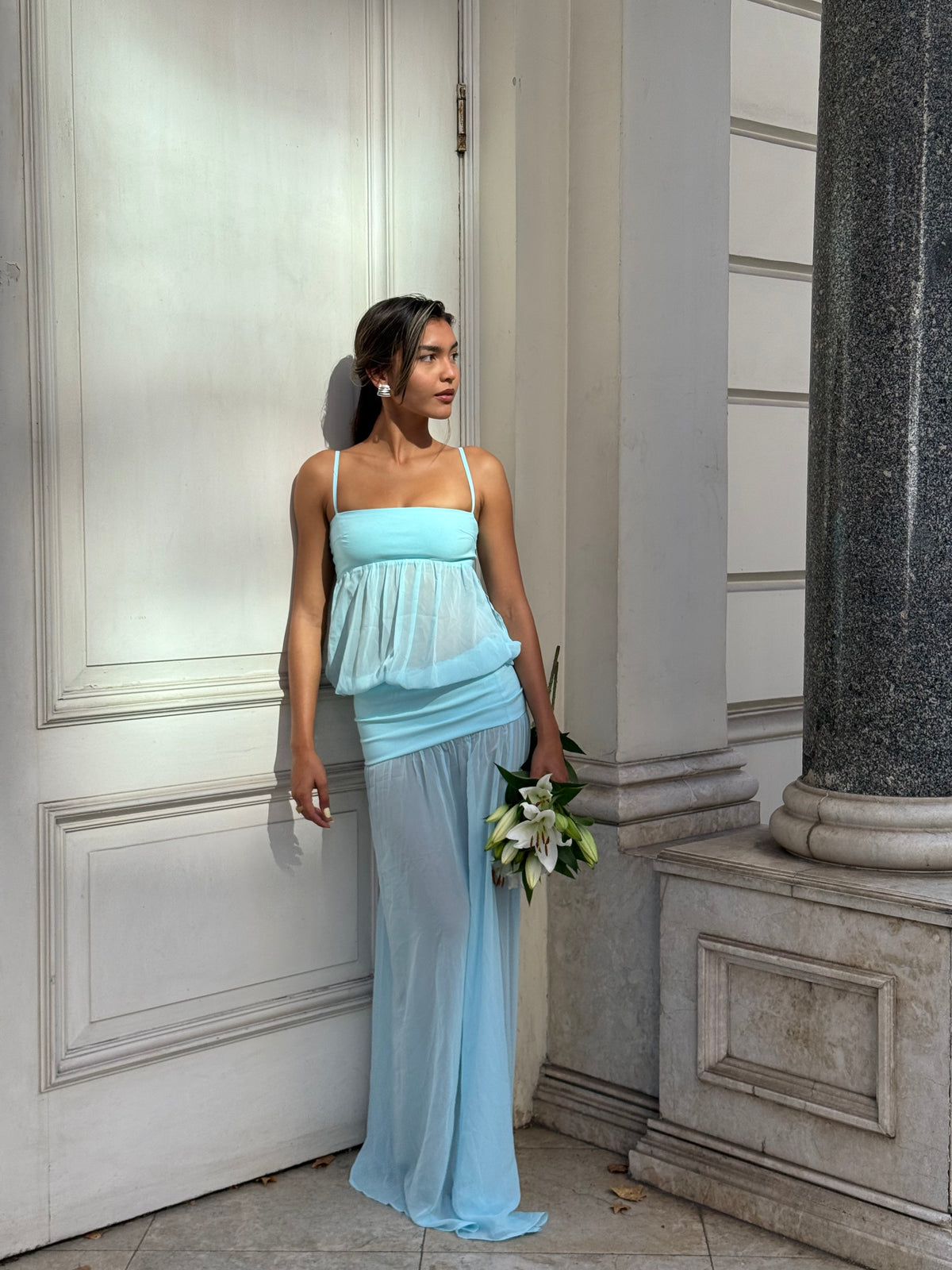 Hire ANCE GRIA Romeo Gown Dress in Aqua Blue
