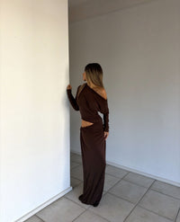 Hire BENNI Enya Maxi Dress in Chocolate Brown