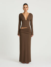 Hire BENNI Agnes Maxi Dress in Chocolate Brown