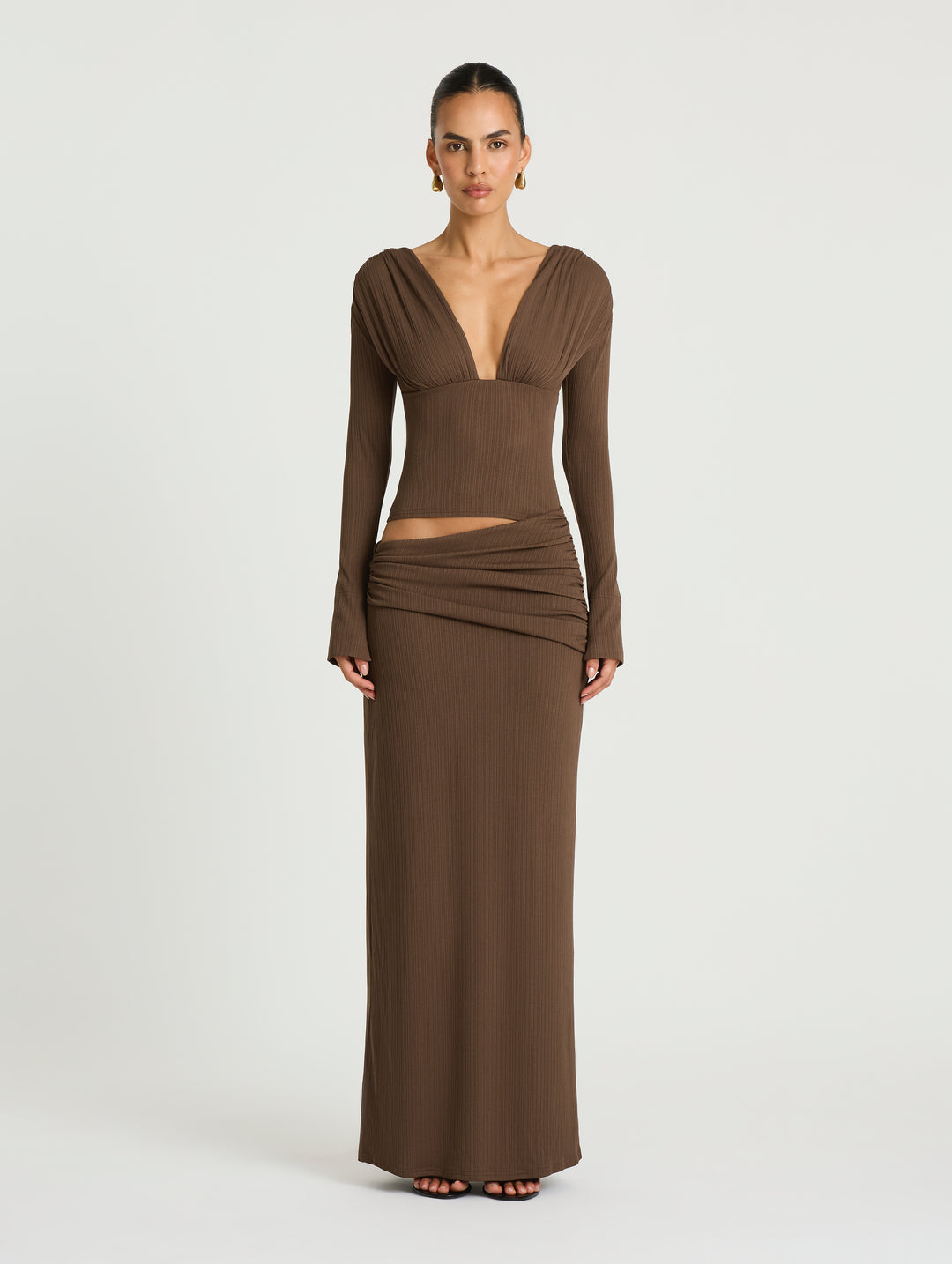 Hire BENNI Agnes Maxi Dress in Chocolate Brown