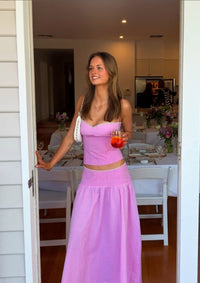 Hire I AM DELILAH. Adeline SET Maxi Skirt and Corset Top in Tulip Pink