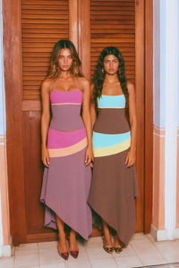 Hire I AM DELILAH. Iris SET Midi Skirt and Corset Top in Mauve Pink
