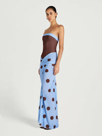 Hire BENNI Rumy Maxi Dress in Blue Choc Polka