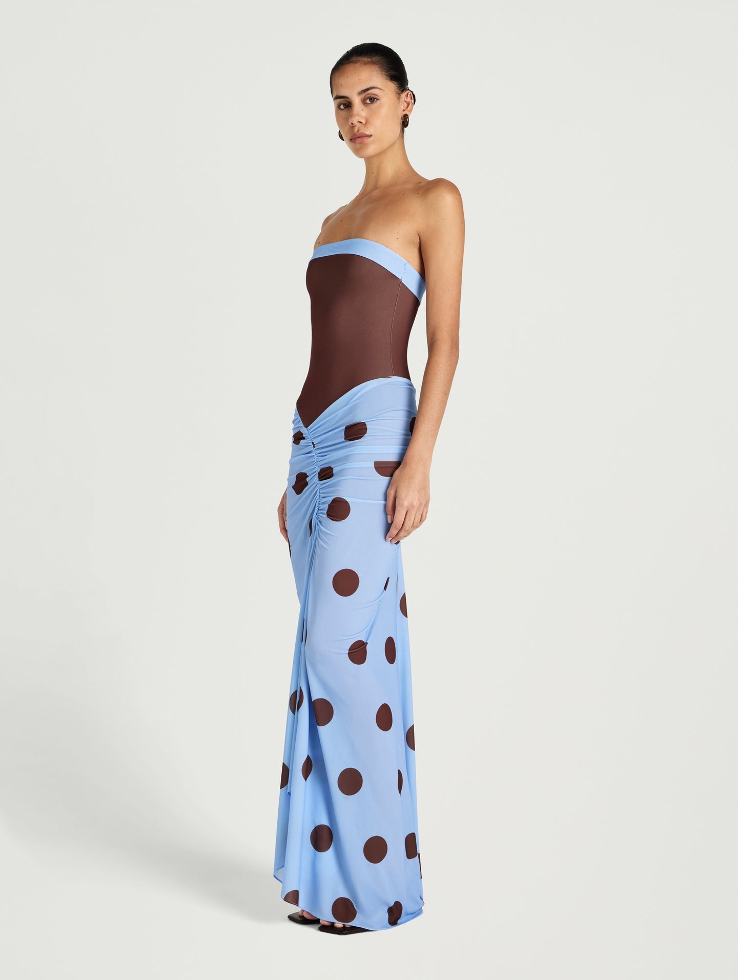 Hire BENNI Rumy Maxi Dress in Blue Choc Polka