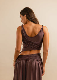 Hire KOSTER KULTURE Set Calypso Maxi Skirt and Top in Plum Brown