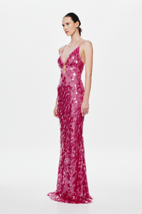 Hire MISHA Sapphire Sequin Maxi Dress in Fuchsia Pink