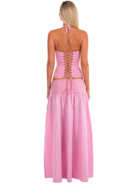 Hire I AM DELILAH. Adeline SET Maxi Skirt and Corset Top in Tulip Pink