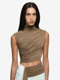 Hire BEC+BRIDGE Conni Asym Midi Dress in Taupe Spearmint