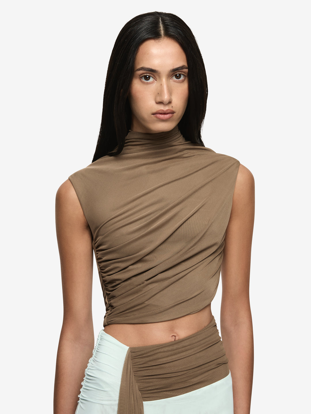 Hire BEC+BRIDGE Conni Asym Midi Dress in Taupe Spearmint