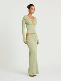 Hire BENNI Agnes Maxi Dress in Pistachio Green