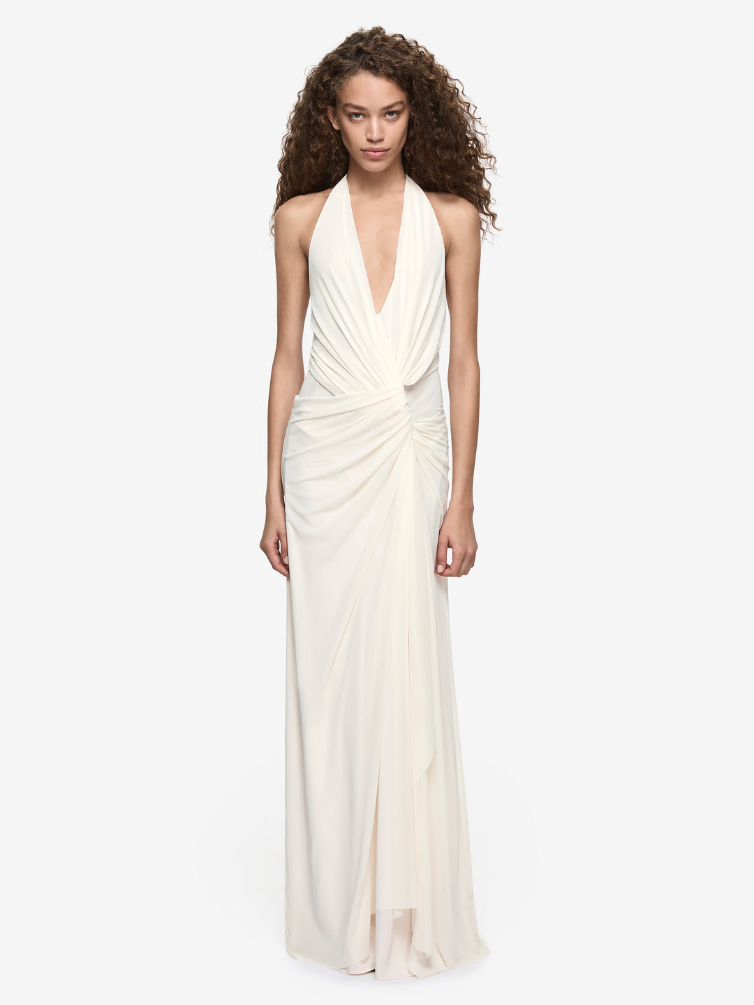 Hire BEC+BRIDGE Xanthi V Neck Maxi Dress in Buttercream Ivory White
