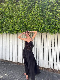 Hire HANSEN & GRETEL Stephanie Maxi Dress in Black