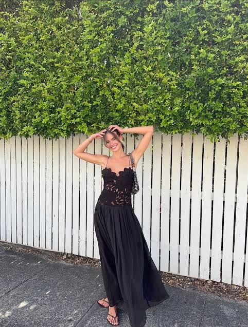 Hire HANSEN & GRETEL Stephanie Maxi Dress in Black