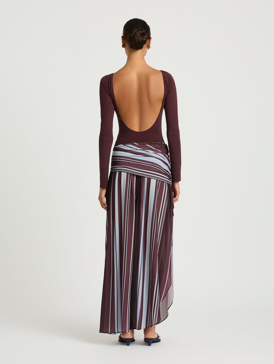 Hire BENNI Jana Long Sleeve Maxi Dress in Midnight Stripe