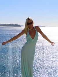 Hire SOLAMUSA Angelina Maxi Dress in Aqua Blue