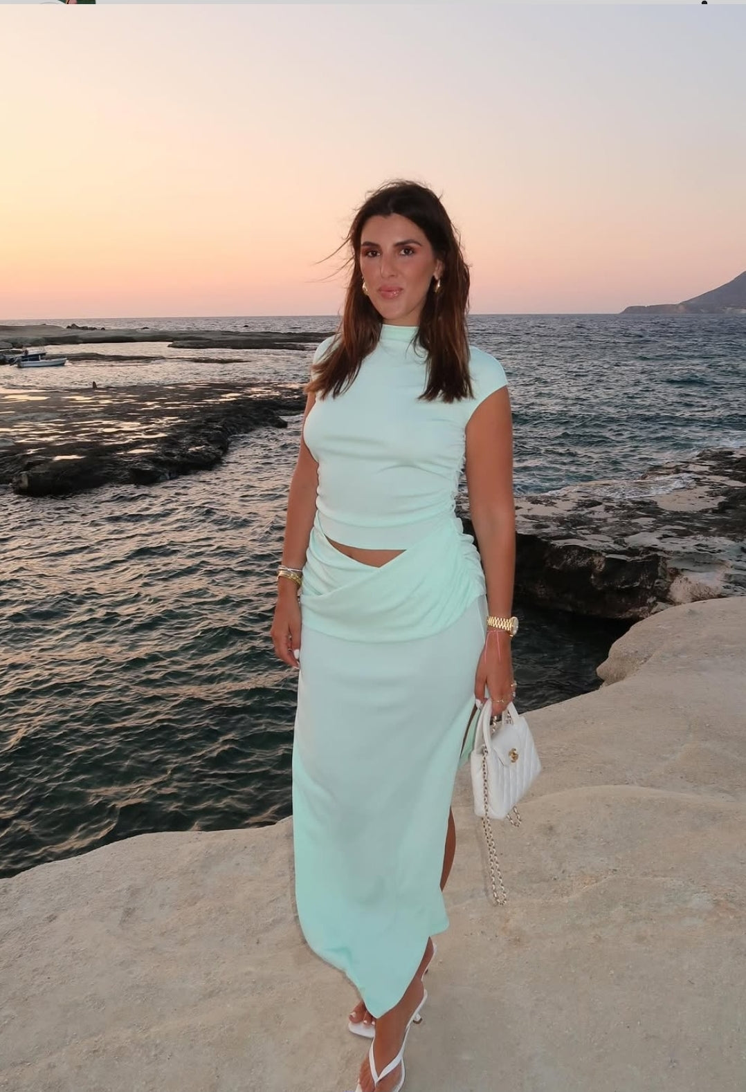 Hire BENNI Royce Maxi Dress in Aqua Mint Green