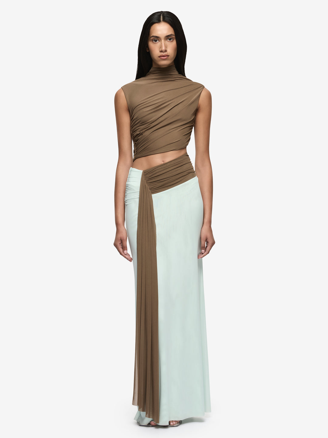 Hire BEC+BRIDGE Conni Asym Midi Dress in Taupe Spearmint