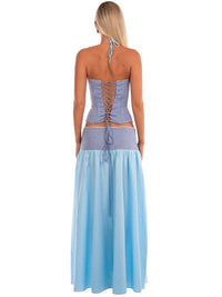 Hire I AM DELILAH. Adeline SET Maxi Skirt and Corset Top in Storm Blue