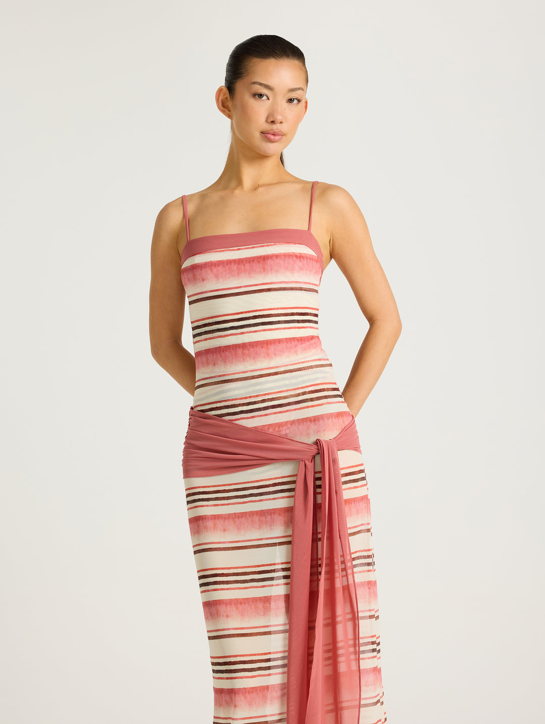 Hire BENNI Suki Maxi Dress in Melon Stripe