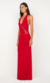 Hire BEC+BRIDGE Deija Halter Maxi Dress in Strawberry Red