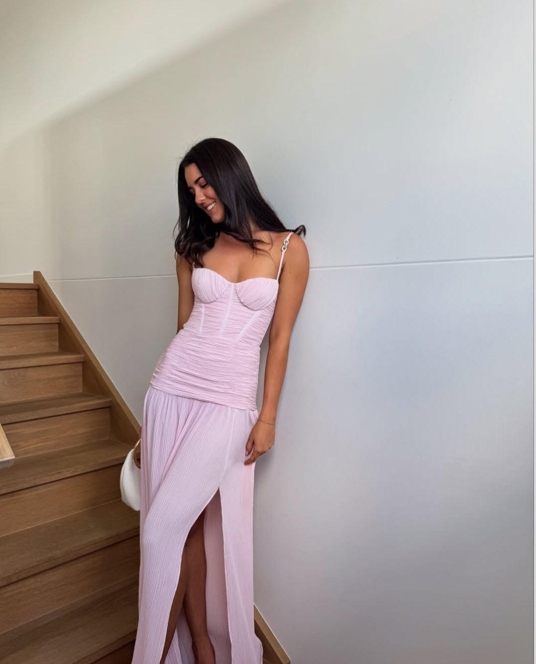 open lace back dress Manning Cartell Double Time Pleat Hydrangea Pink Dress