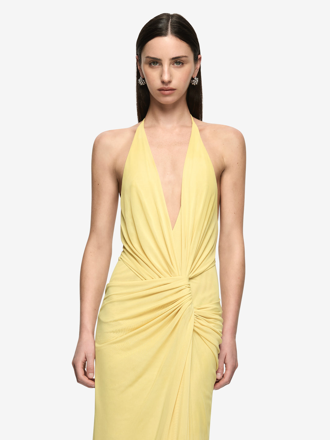 Hire BEC+BRIDGE Xanthi V Neck Maxi Dress in Citron Yellow