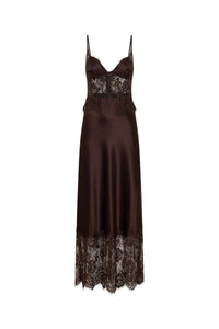 Hire SNEAKY LINK Jaz Hand Lace Maxi Dress in Chocolate Brown