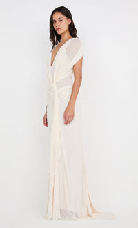 Hire BEC+BRIDGE Leia Drape Gown in Buttercream