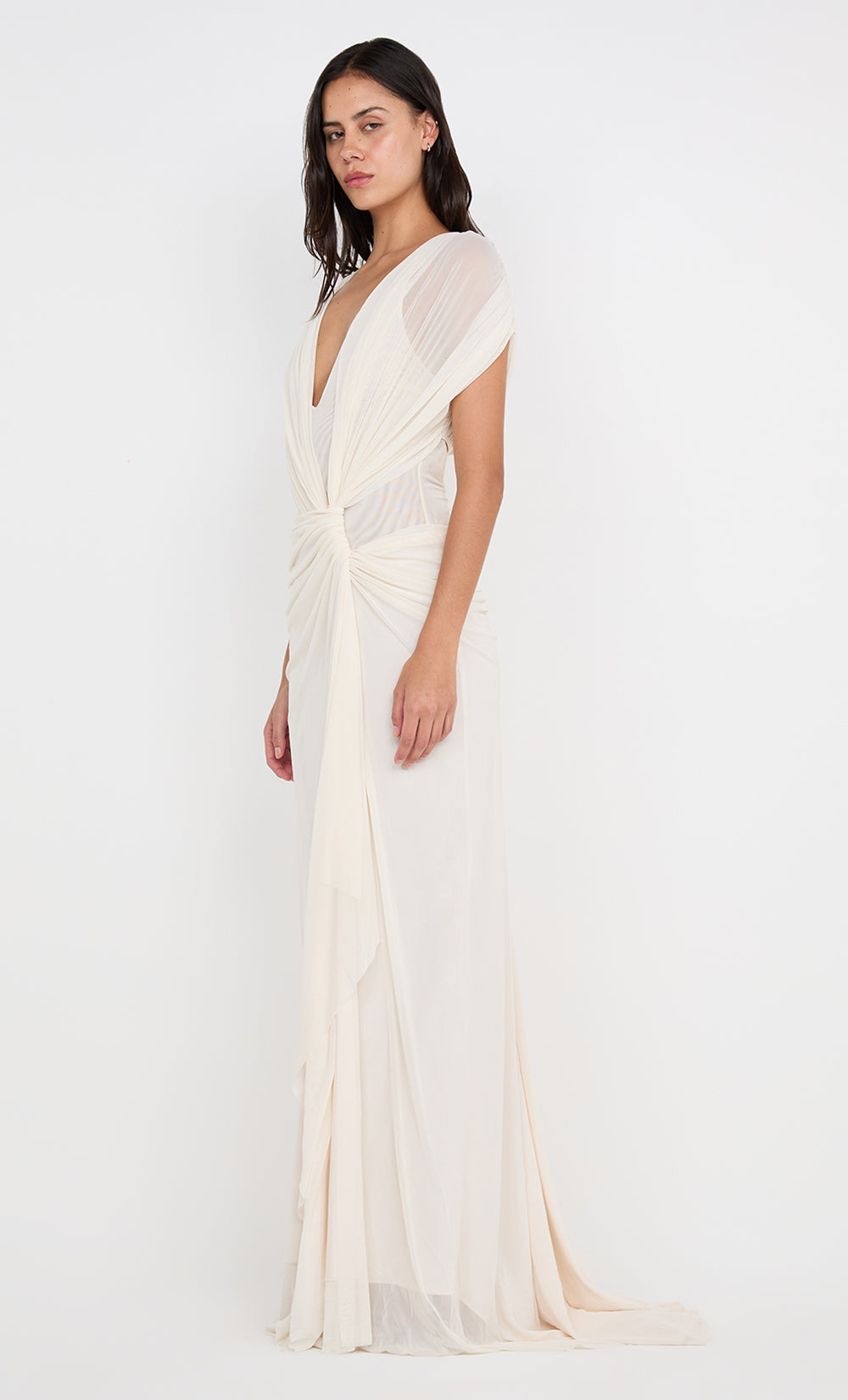 Hire BEC+BRIDGE Leia Drape Gown in Buttercream