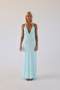 Hire SOLAMUSA Angelina Maxi Dress in Aqua Blue