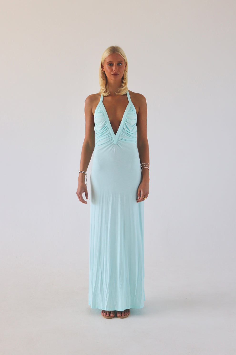 Hire SOLAMUSA Angelina Maxi Dress in Aqua Blue