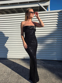 Hire EFFIE KATS Thalia Gown in Black Sequin