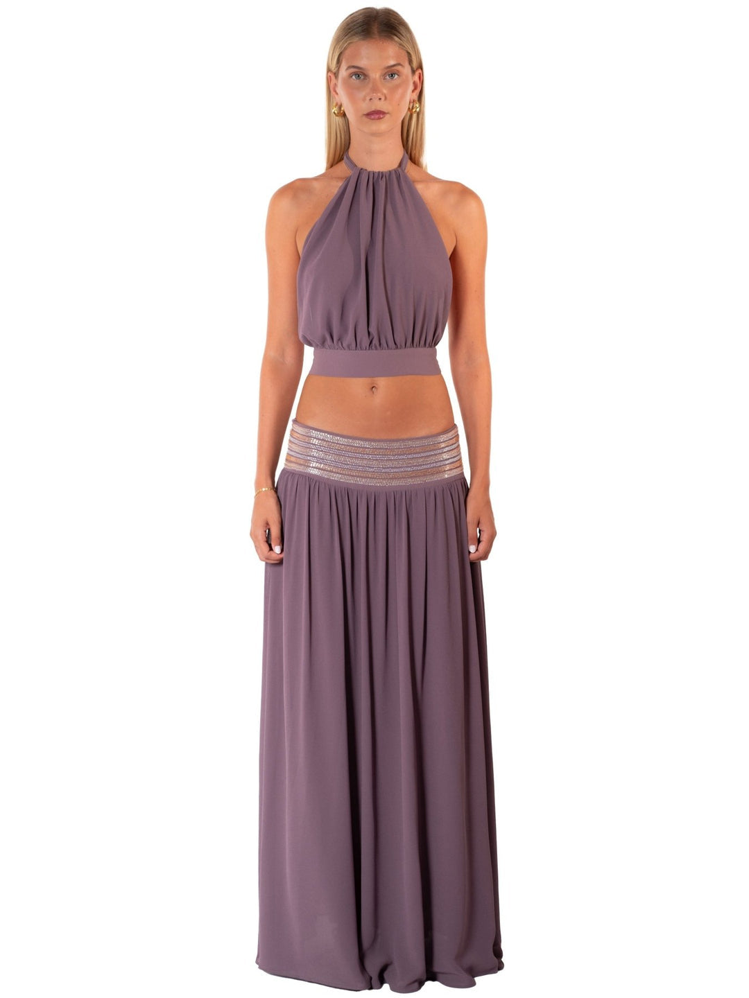 Hire I AM DELILAH. Octavia SET Maxi Skirt + Halter Top in Mauve
