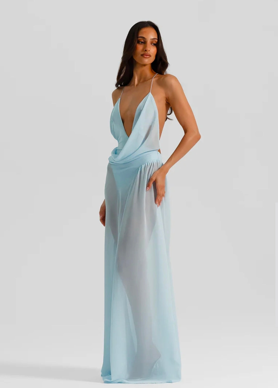 Hire NATALIE ROLT Agnes Dress Gown in Ice Blue