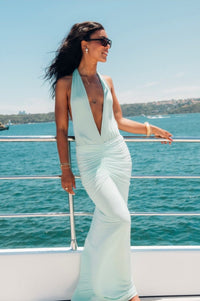 Hire BENNI Octavia Maxi Dress in Bleached Aqua