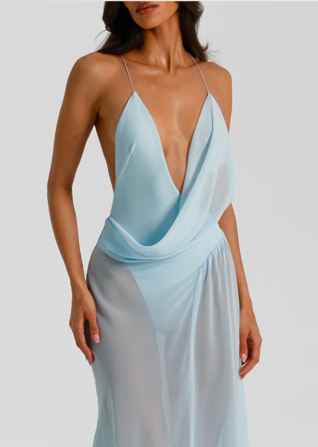 Hire NATALIE ROLT Agnes Dress Gown in Ice Blue